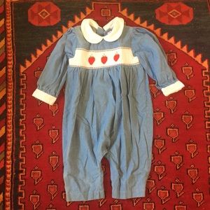 4t smocked strawberry romper